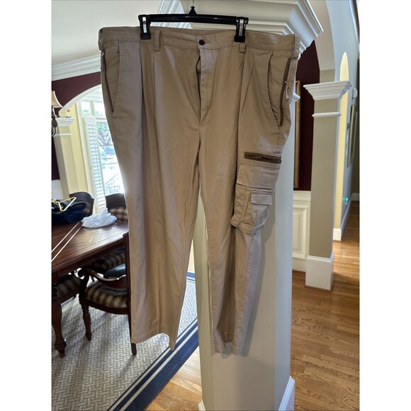 Orvis Foothills OR5478 Suede Trim Zip Cargo Pants Mens Size 44 Tan - Picture 1 of 11